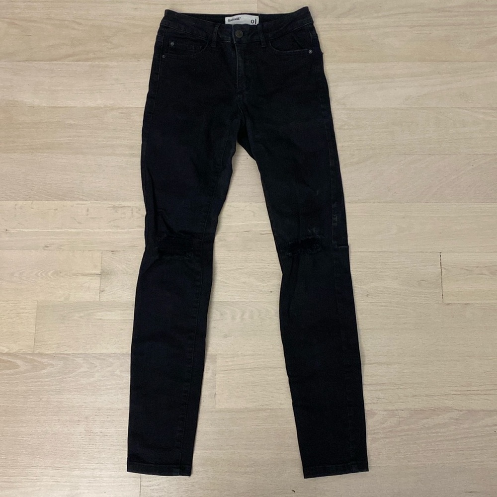 Garage - Size 1 - Black Ripped Jeans - High Waist